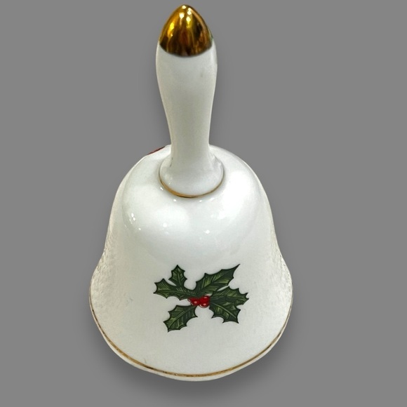 Lefton Christmas Bell Red Cardinal Holly White Ceramic Vintage - Picture 7 of 7
